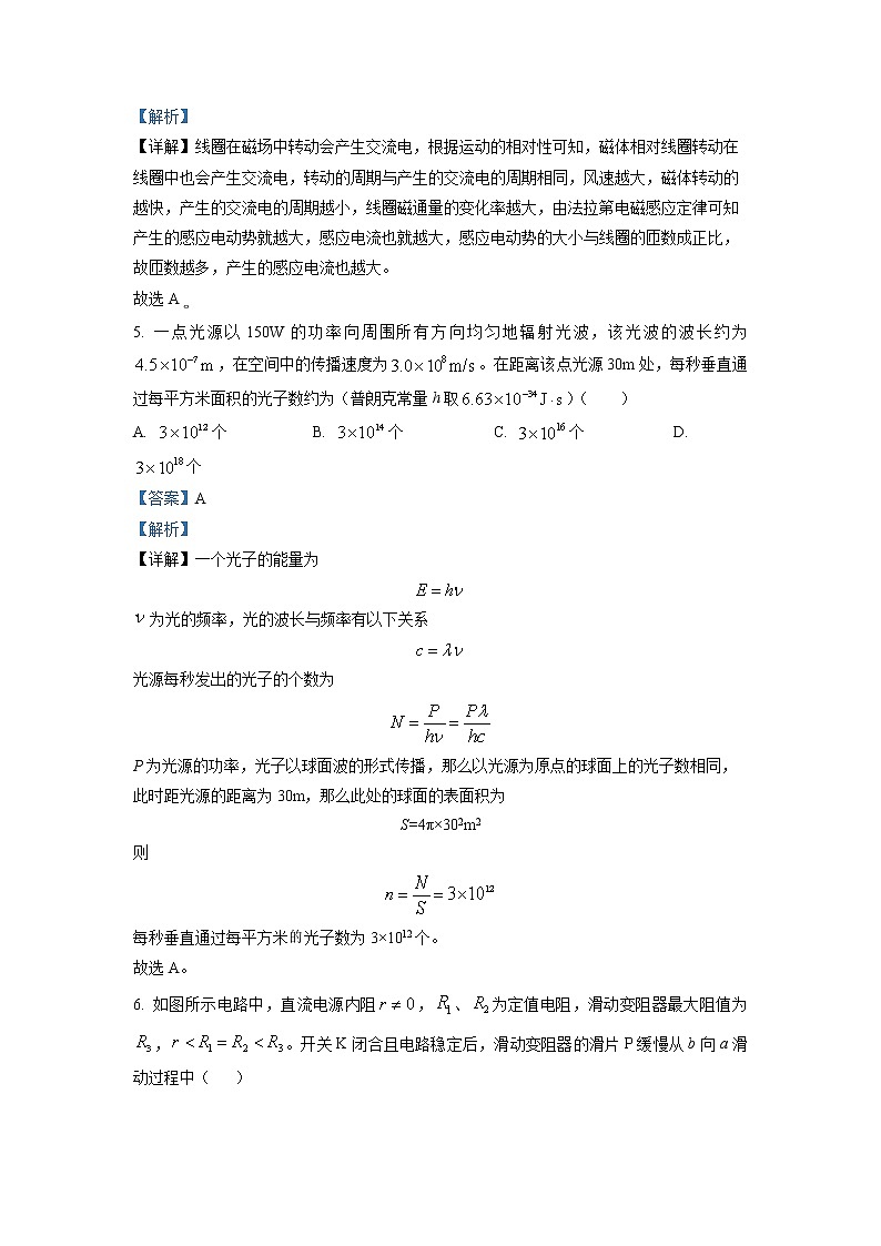 2023年重庆市普通高中学业水平选择性考试高考模拟调研物理试题(五)  （解析版）第3页