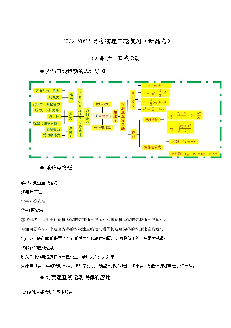 02讲 力与直线运动解析版 试卷01