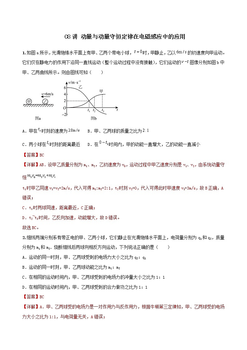 08讲 动量与动量守恒定律在电磁感应中的应用之专题强化解析版01