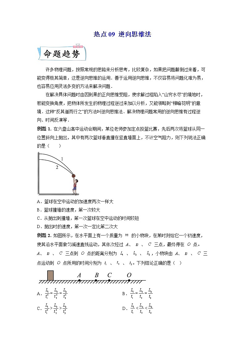 热点09 逆向思维法 -2023年高考物理【热点·重点·难点】专练（全国通用）（原卷版）01