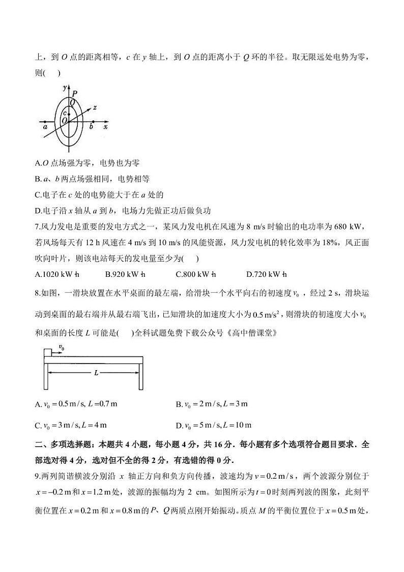 2022-2023学年山东省高三下学期高考考向核心卷（新高考） 物理（PDF版）第3页