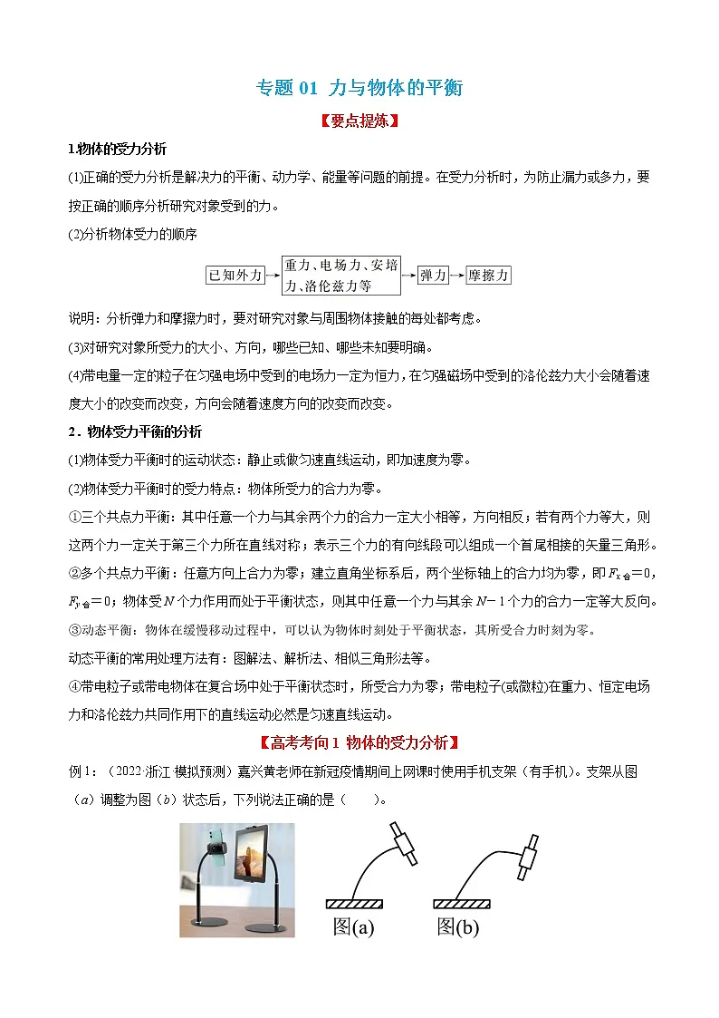专题01 力与物体的平衡 【讲】（原卷版）第1页