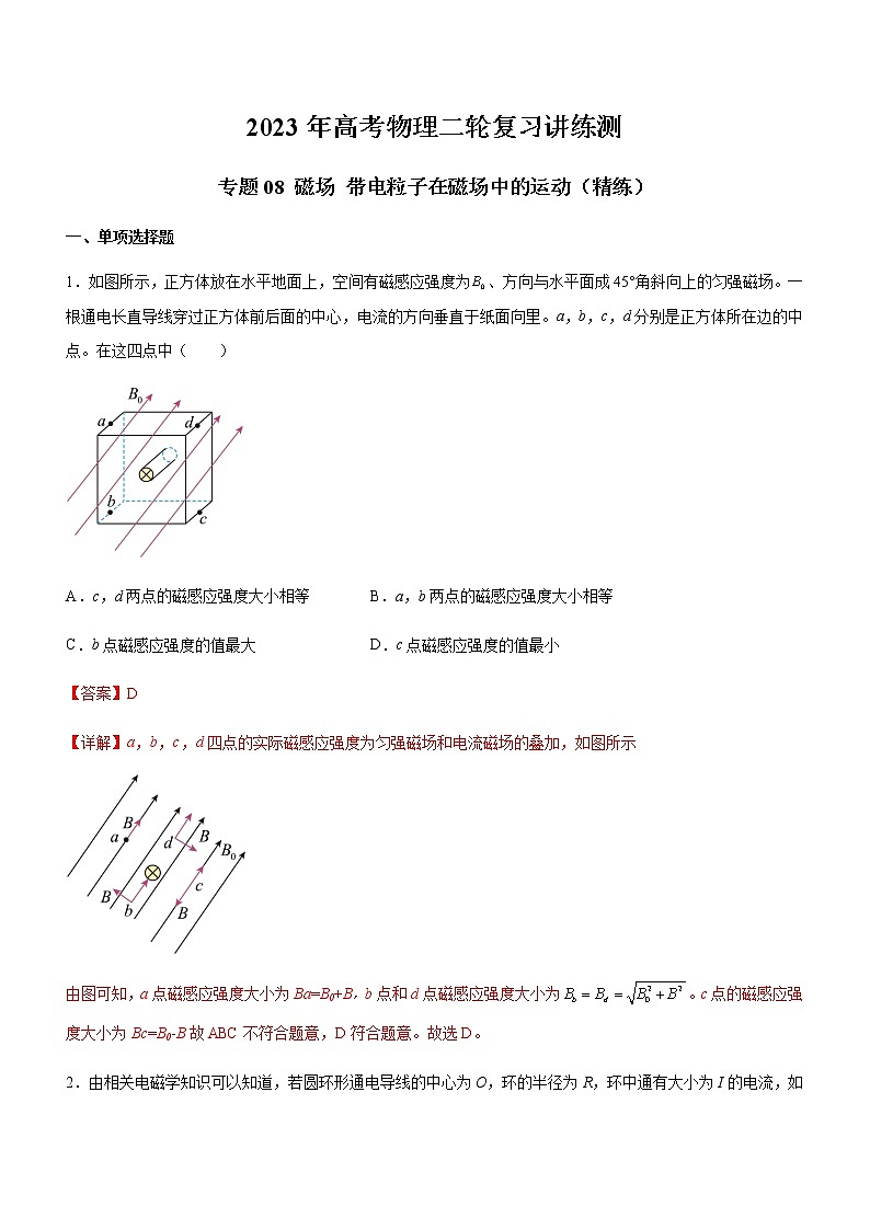 专题08 磁场 带电粒子在磁场中的运动（精练）（解析版）01