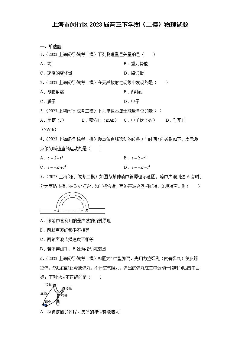 上海市闵行区2023届高三下学期（二模）物理试题01