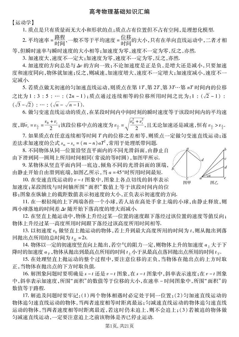 高中物理通关秘籍（必记知识点背诵手册）第2页