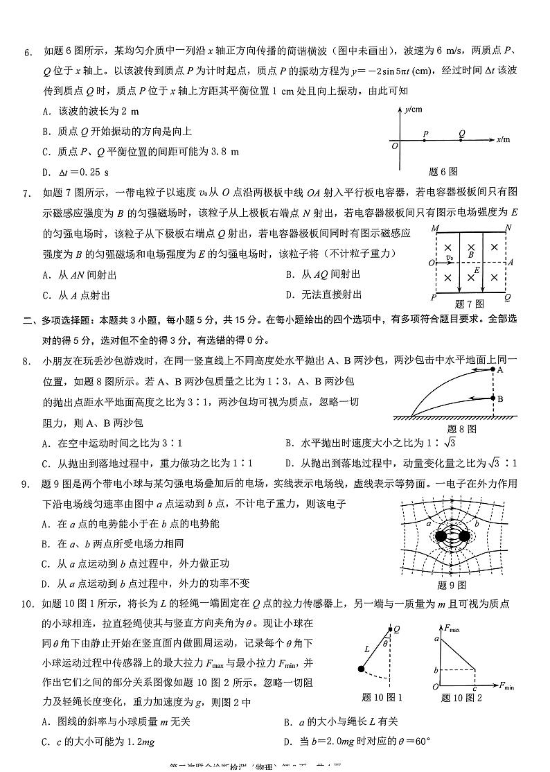 2023届重庆市普通高等学校招生全国统一考试高三第二次联合诊断测试物理试题第2页