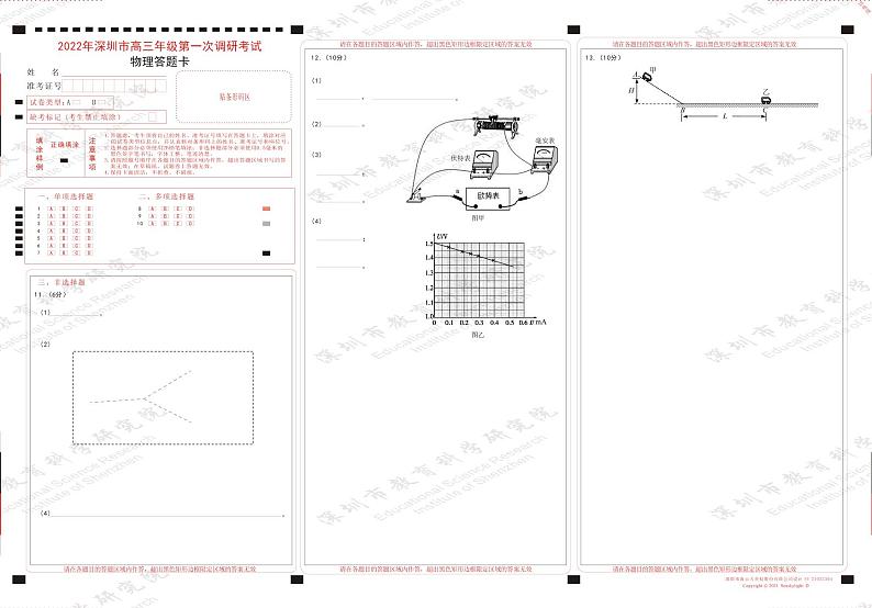 2022届广东省深圳市高三下学期第一次调研考试（一模）（2月） 物理 PDF版01