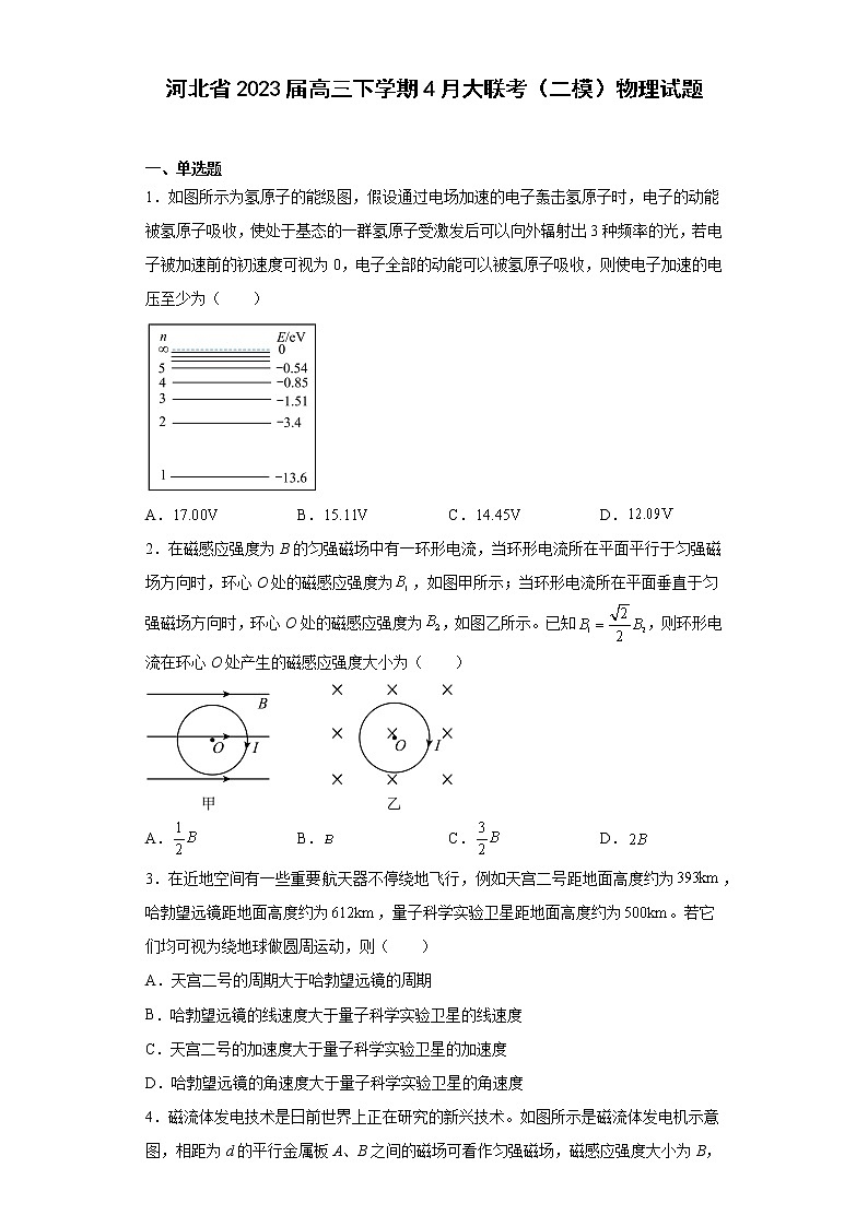 河北省2023届高三下学期4月大联考（二模）物理试题第1页