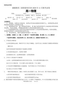 2020-2021学年湖南省湖湘教育三新探索协作体高一上学期11月联考物理试卷 PDF版