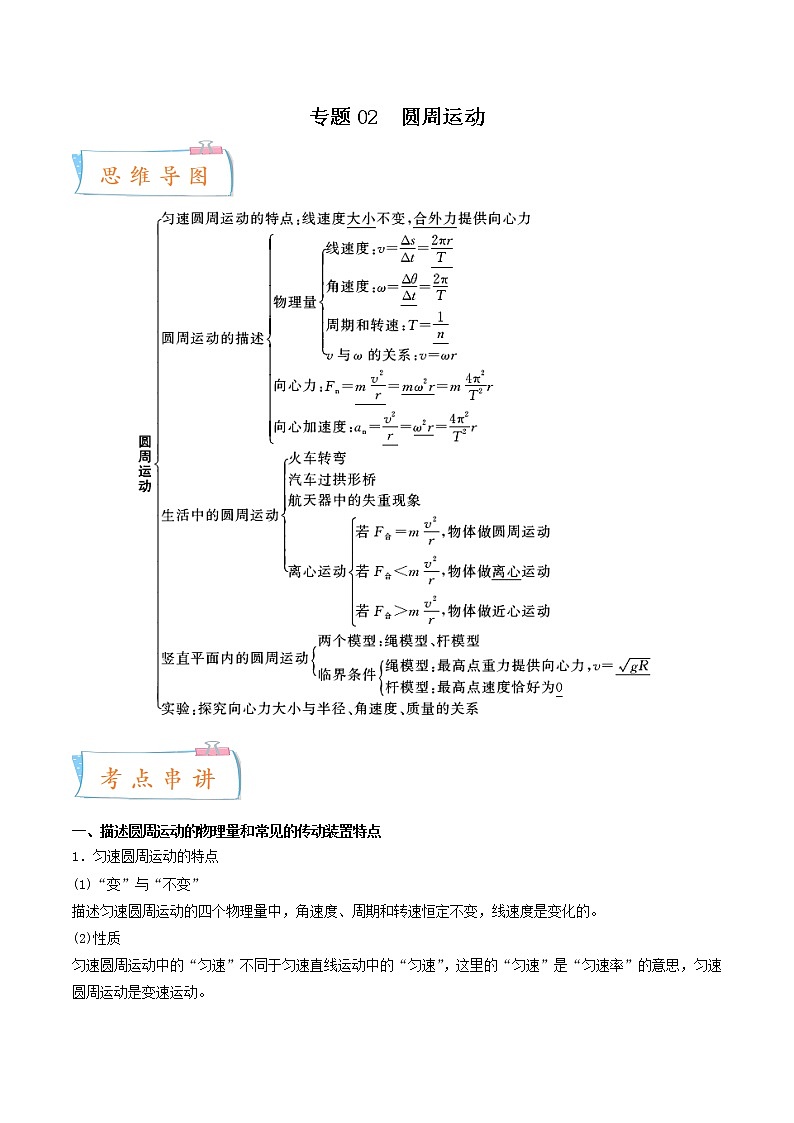 专题02 圆周运动-2022-2023学年高一物理下学期期中期末考点大串讲（人教版2019）01
