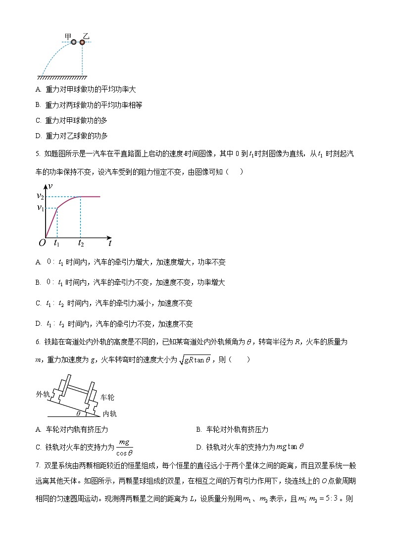 2023马鞍山红星中学高一下学期期中物理试题含解析02