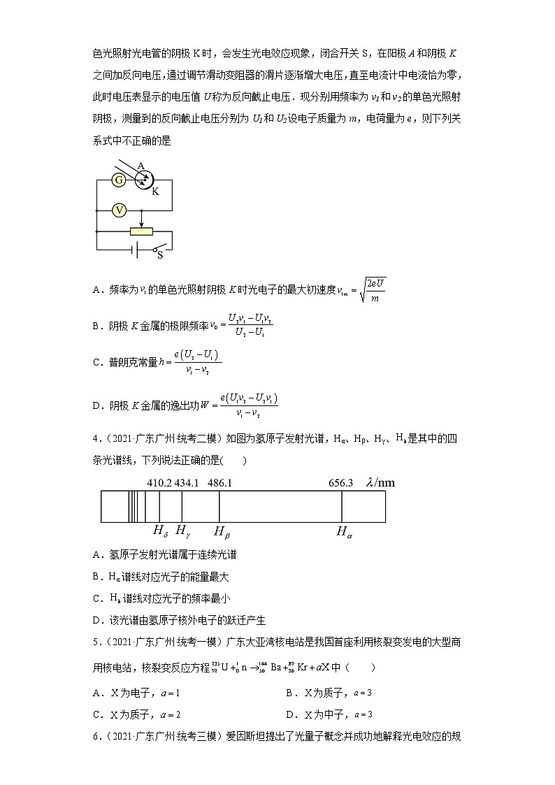 广东省广州市高考物理三年（2020-2022）模拟题知识点分类汇编-12光学、近代物理第2页