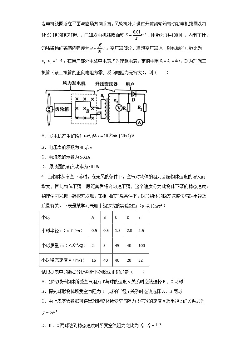 2023届湖南省怀化市高三下学期仿真考试（二模）物理试题（无答案）02