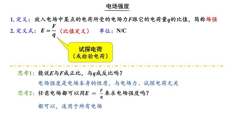 9.3电场强度+电场线2022-2023学年高二上学期物理人教版（2019）必修第三册课件PPT05