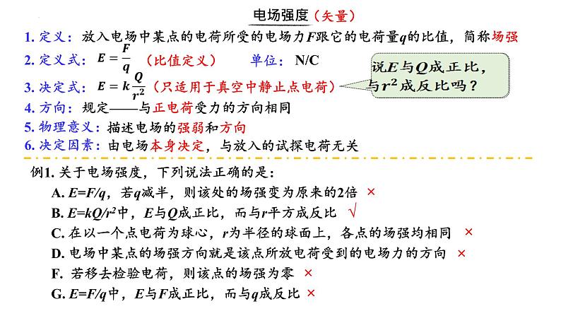 9.3电场强度+电场线2022-2023学年高二上学期物理人教版（2019）必修第三册课件PPT08