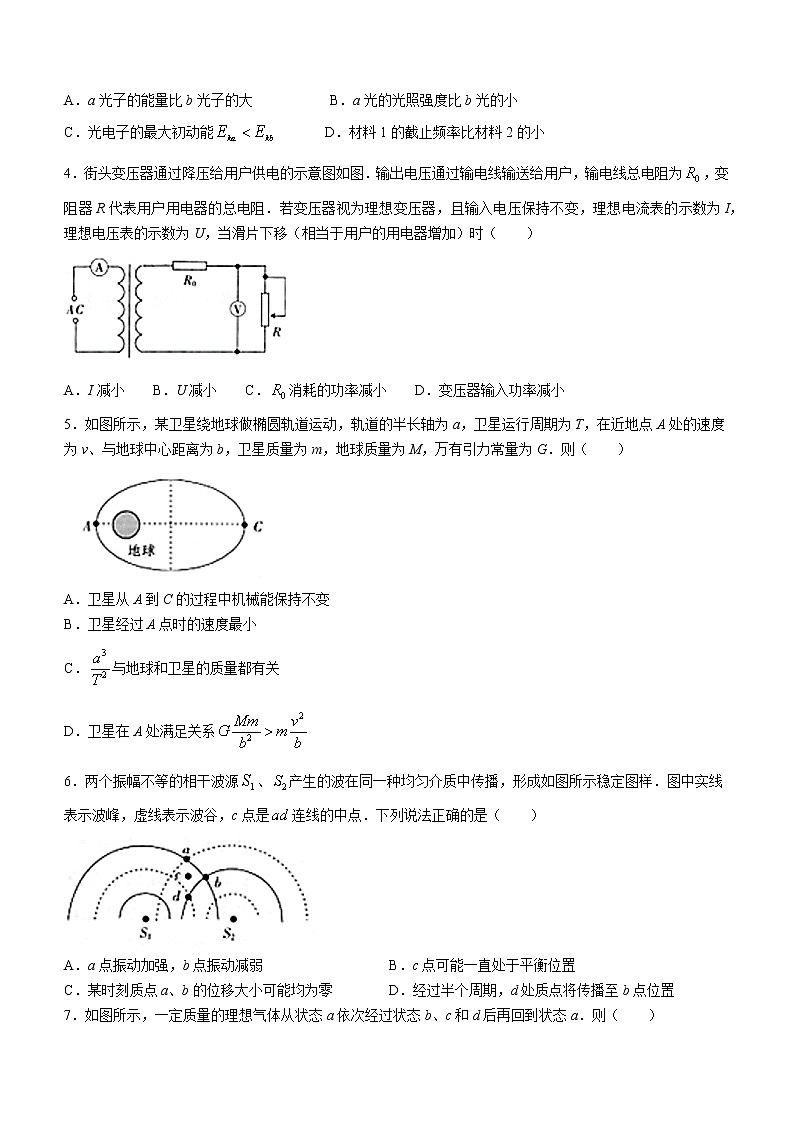 江苏省百校联考2023届高三物理下学期4月第三次考试试卷（Word版附答案）第2页