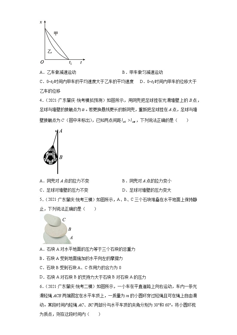 广东省肇庆市高考物理2021-2022模拟题知识点分类汇编-01直线运动、相互作用、牛顿运动定律第2页