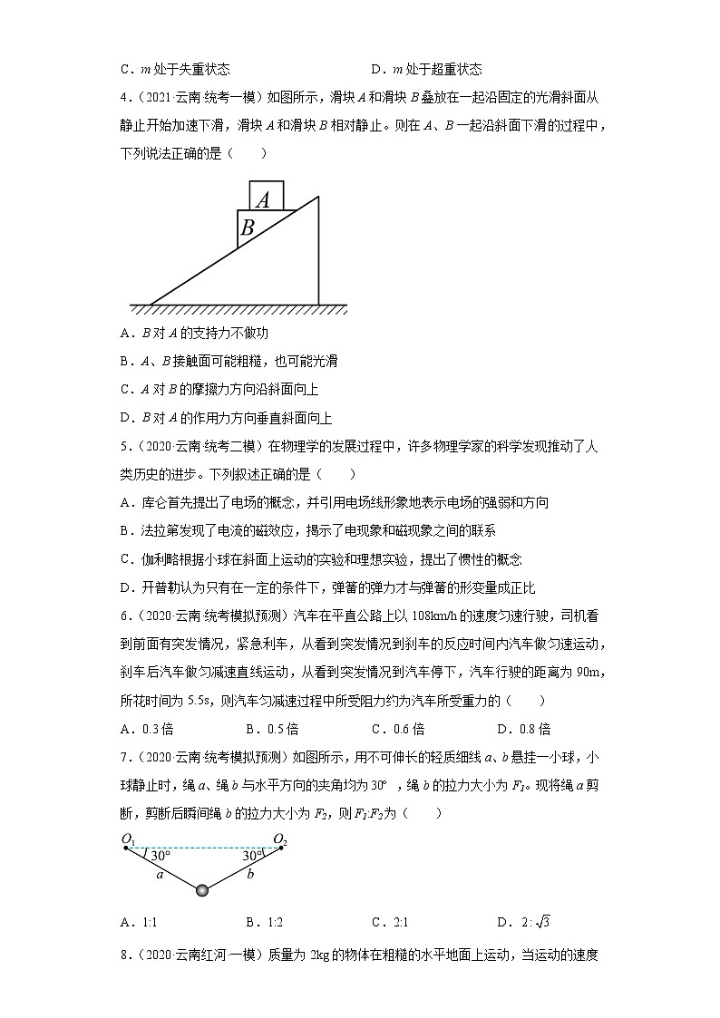云南高考物理三年（2020-2022）模拟题分类汇编-02相互作用第2页