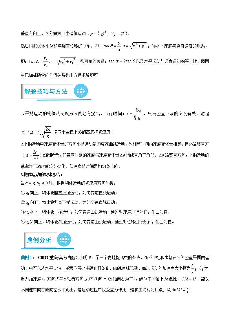 专题03 平抛运动——【备考2023】高考物理计算题专题精讲精练学案（原卷版+解析版）02