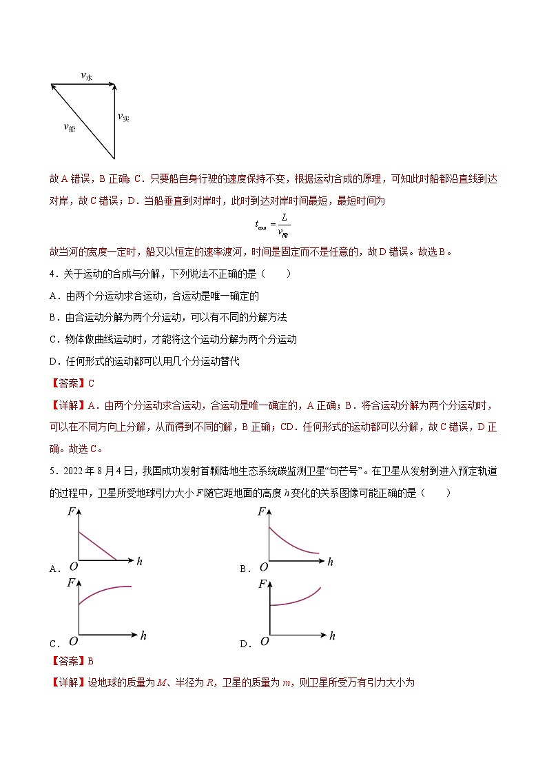 专题02  曲线运动与万有引力——【备考2023】高考物理选择题专题精讲精练（原卷版+解析版）03