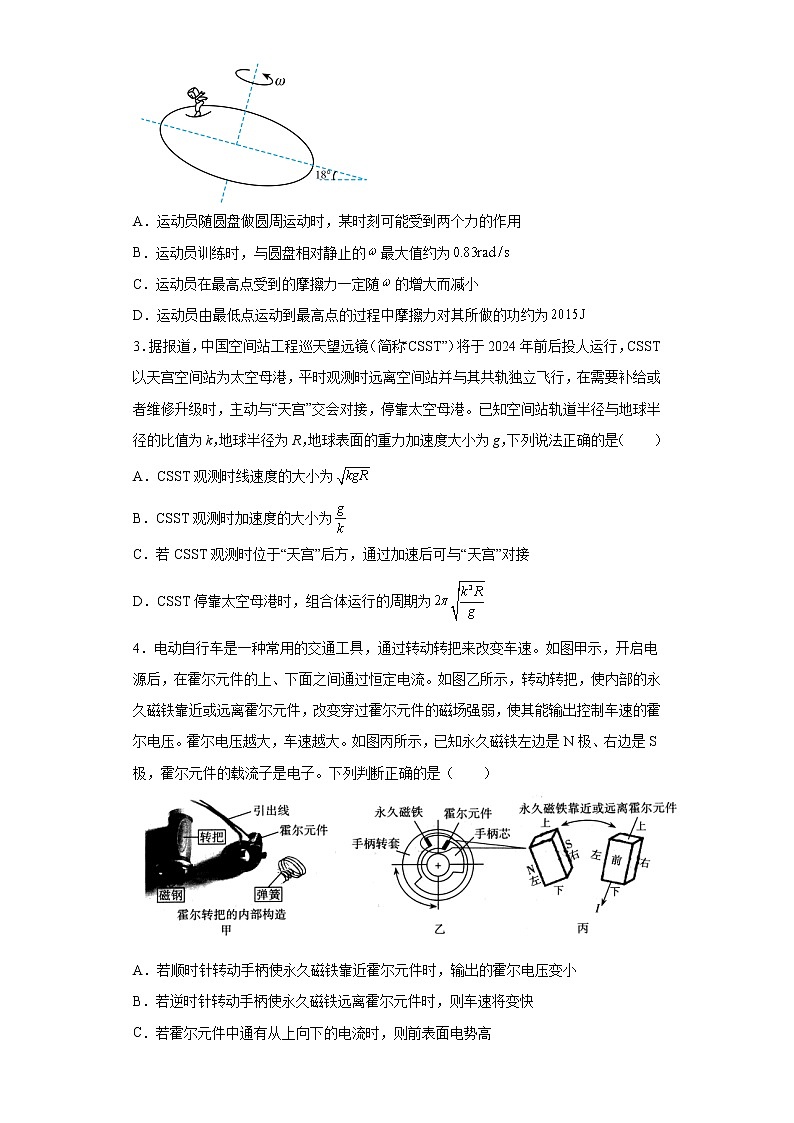 2023届山西省太原市高三下学期第二次模拟考试理综物理试题02