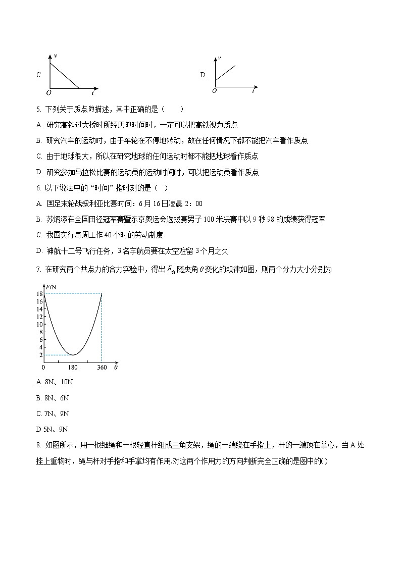 2022-2023学年天津市南仓高一上学期1月期末物理试卷02