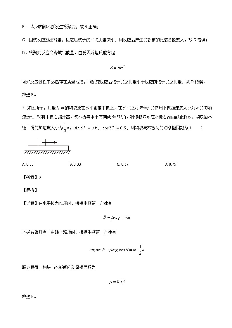 2021-2022学年山东省临沂市临沭第一中学高三下学期4月份验收考试物理试题（原卷+解析版）02