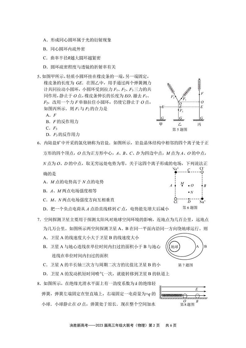 江苏省决胜新高考2022-2023学年高三下学期4月大联考物理试题第2页