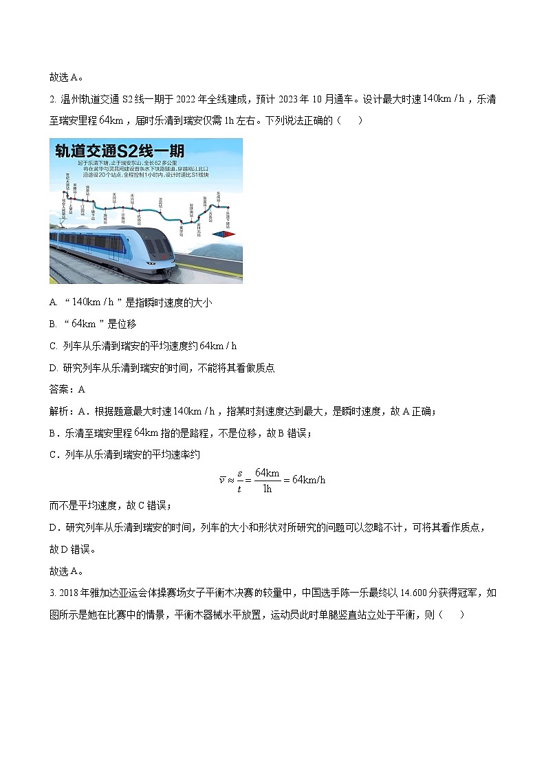 2022-2023学年浙江省温州市十校高二下学期期中联考物理试题 解析版02