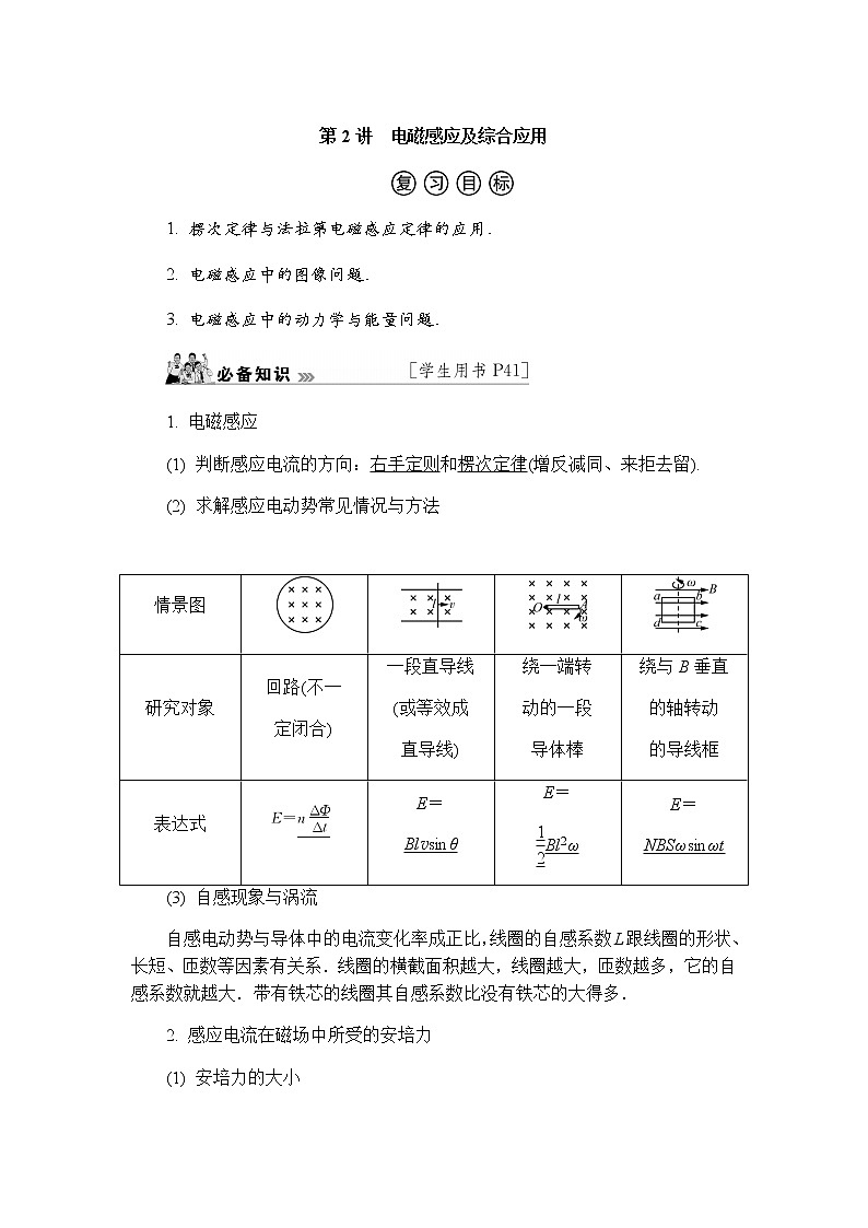 2023届高考物理二轮复习专题四第2讲电磁感应及综合应用学案01