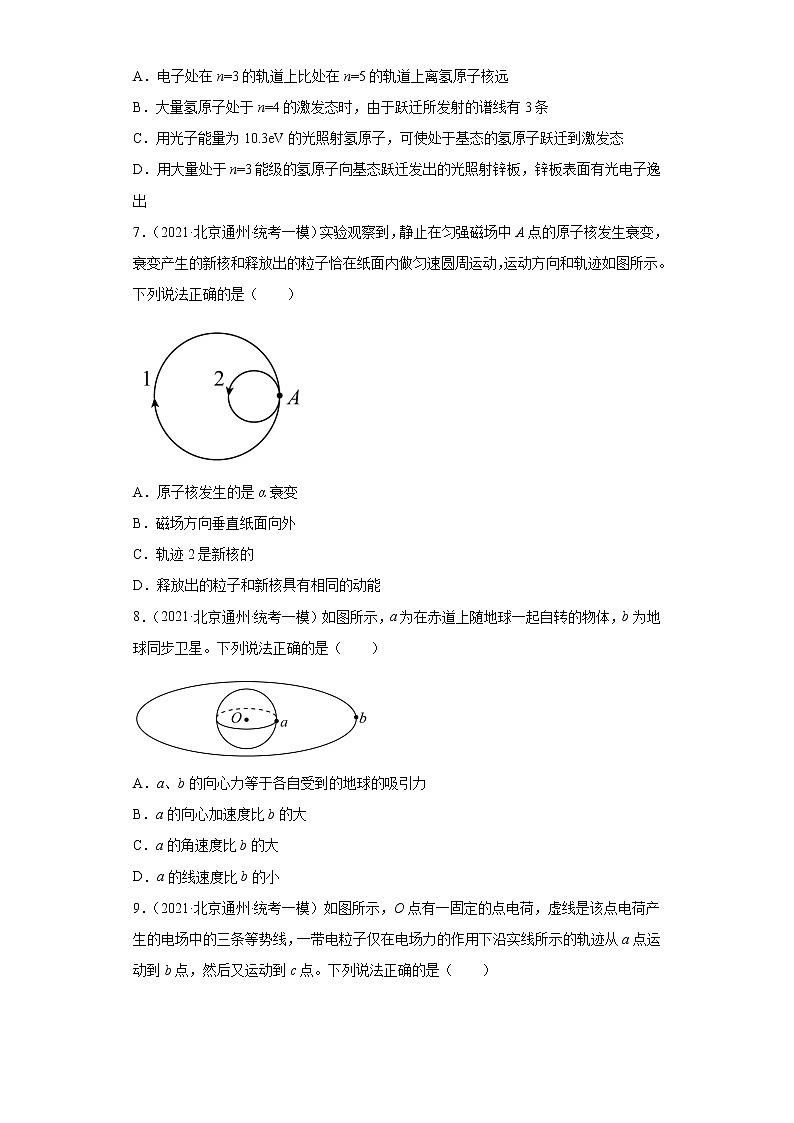 北京市通州区高考物理三年（2021-2023）模拟题（一模）按题型分类汇编-01选择题03