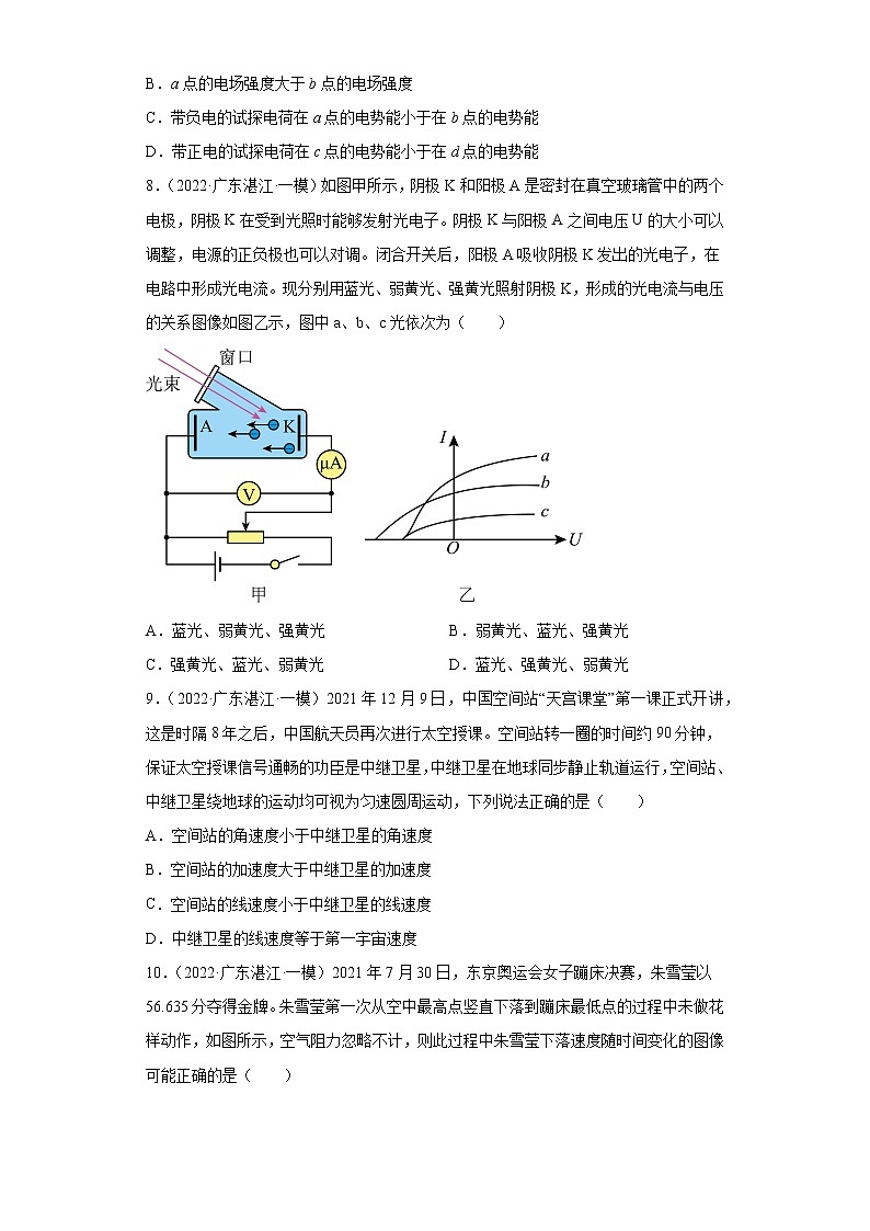 广东省湛江市高考物理三年（2021-2023）模拟题（一模）按题型分类汇编-01选择题第3页