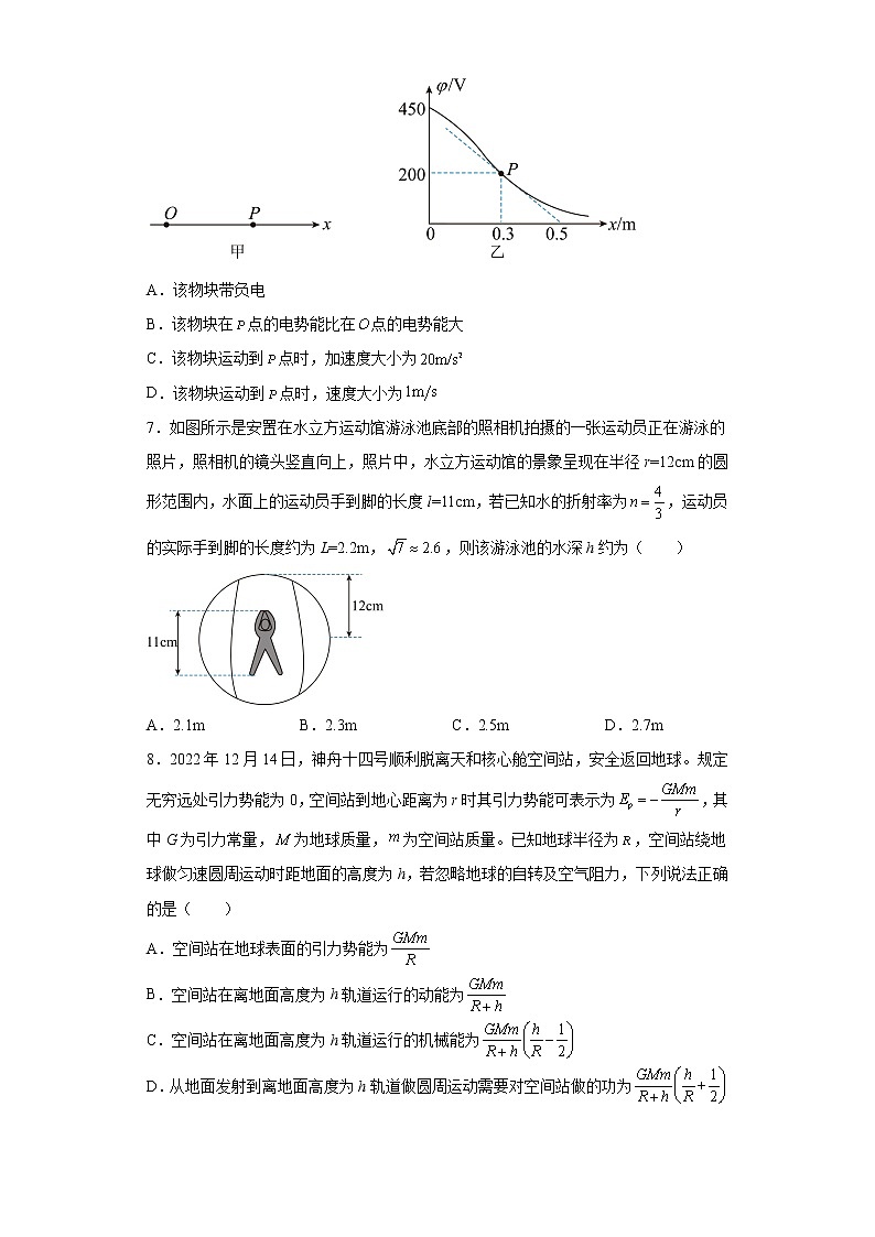 2023届山东省淄博市部分学校高三下学期二模测试物理试题03