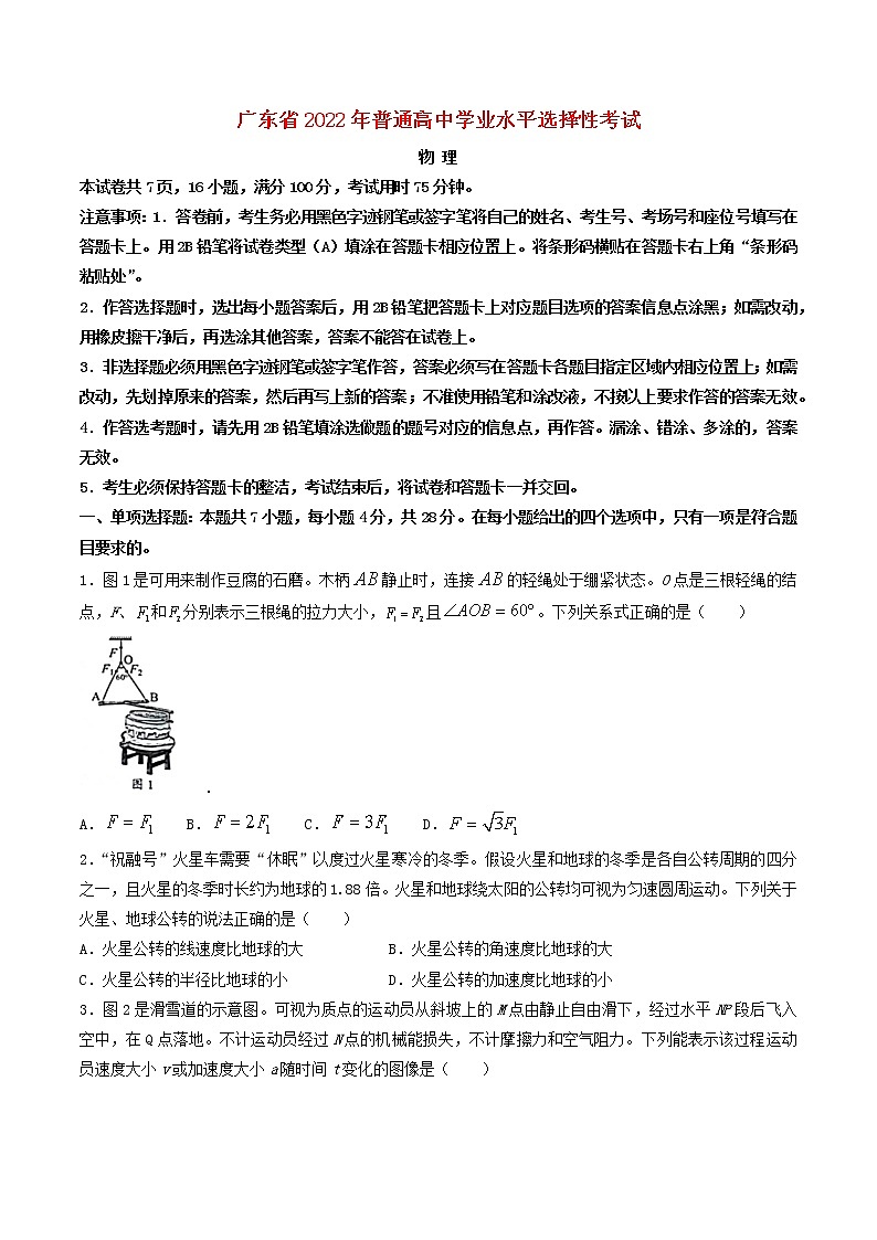 新高考2022年物理真题广东卷01