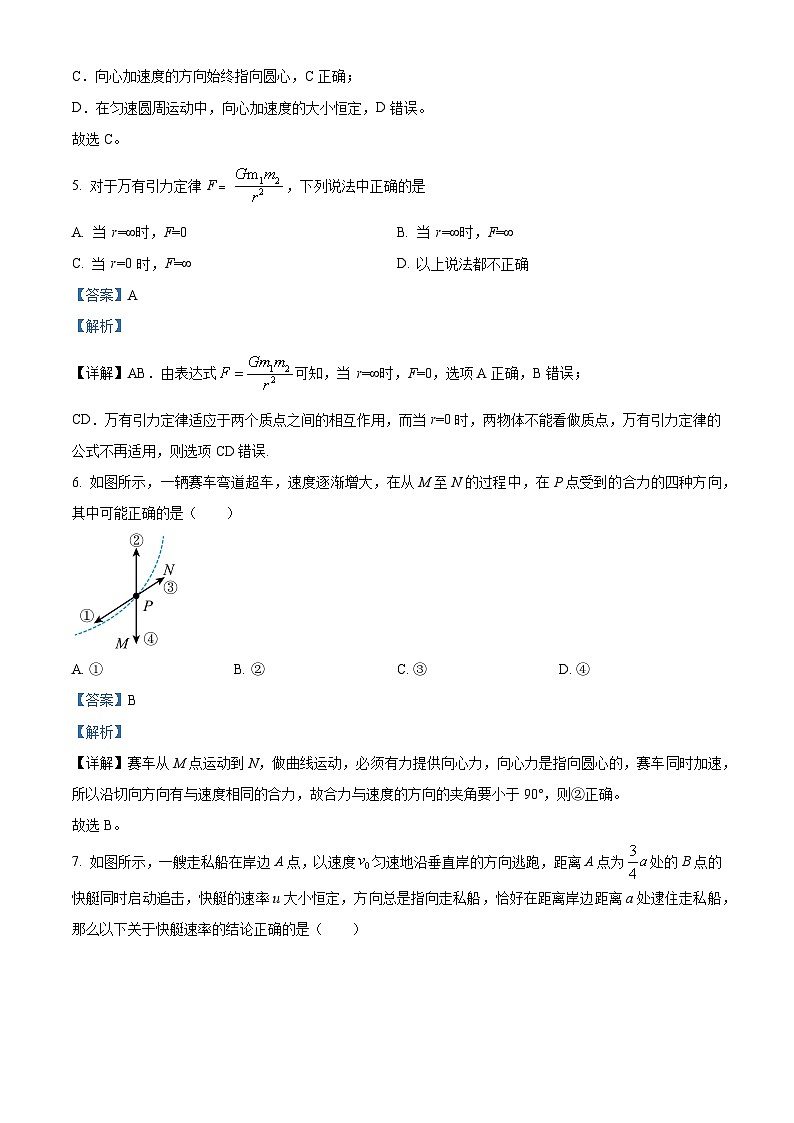 重庆市万州第二高级中学2022-2023学年高一物理下学期期中考试试题（Word版附解析）第3页