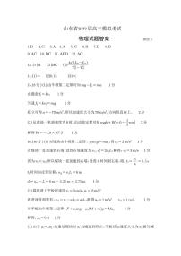 山东省2022届高三物理打靶模拟考试试题答案（pdf）