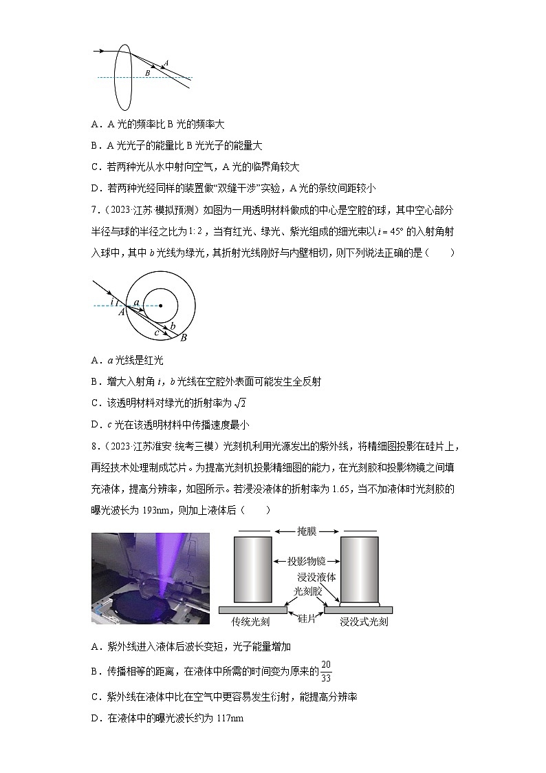 江苏省2023年高考物理模拟试题知识点分类训练：光学选择题第3页