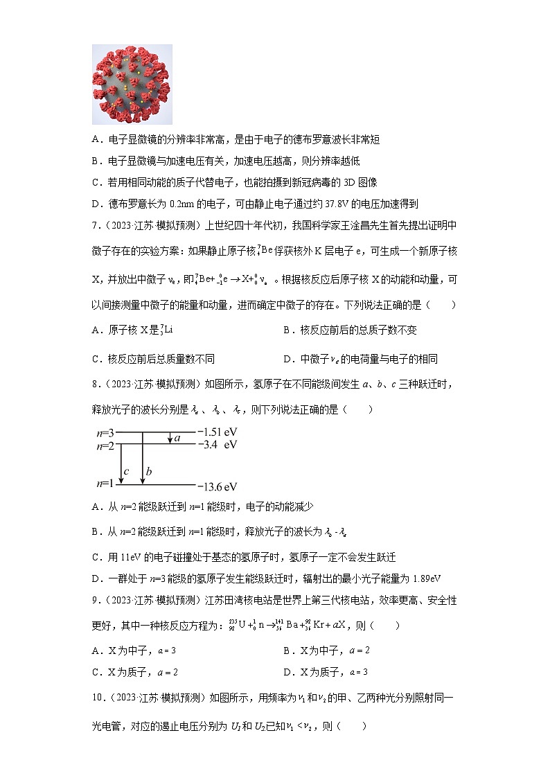 江苏省2023年高考物理模拟试题知识点分类训练：近代物理选择题第3页