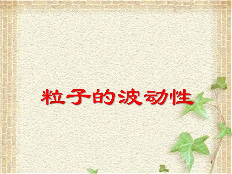 2022-2023年高考物理一轮复习 粒子的波动性课件(重点难点易错点核心热点经典考点)01