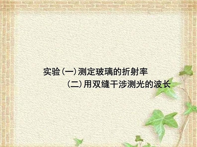 2022-2023年高考物理一轮复习 实验：测定玻璃的折射率课件(重点难点易错点核心热点经典考点)第1页