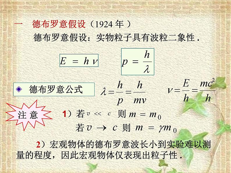 2022-2023年高中物理竞赛 德布罗意波 实物粒子的二象性课件(重点难点易错点核心热点经典考点)02