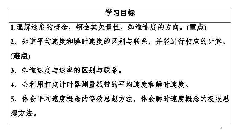 2021-2022学年高中物理人教版（2019）必修第一册 第1章 1.3.位置变化快慢的描述——速度 课件2第2页