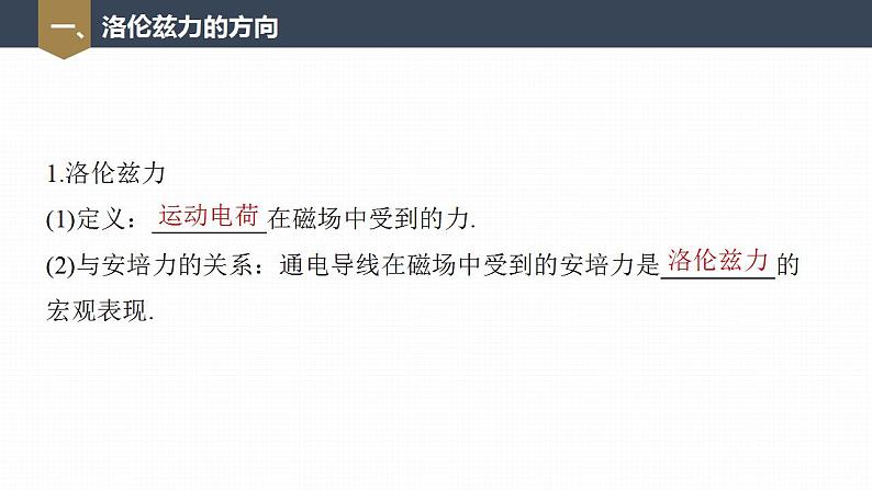 高中物理新教材同步选修第二册课件+讲义 第1章　1.2　磁场对运动电荷的作用力07