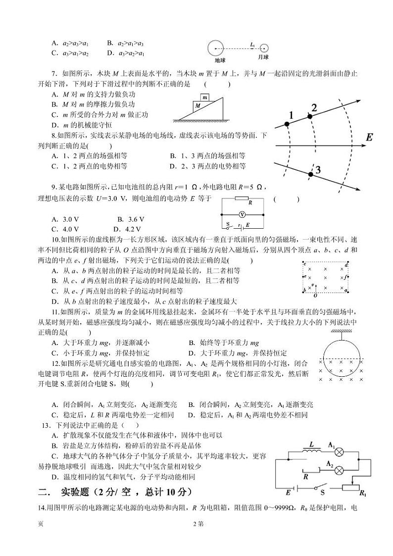 2019届山东省莱西一中高三第一次模拟考试物理试卷（PDF版）第2页