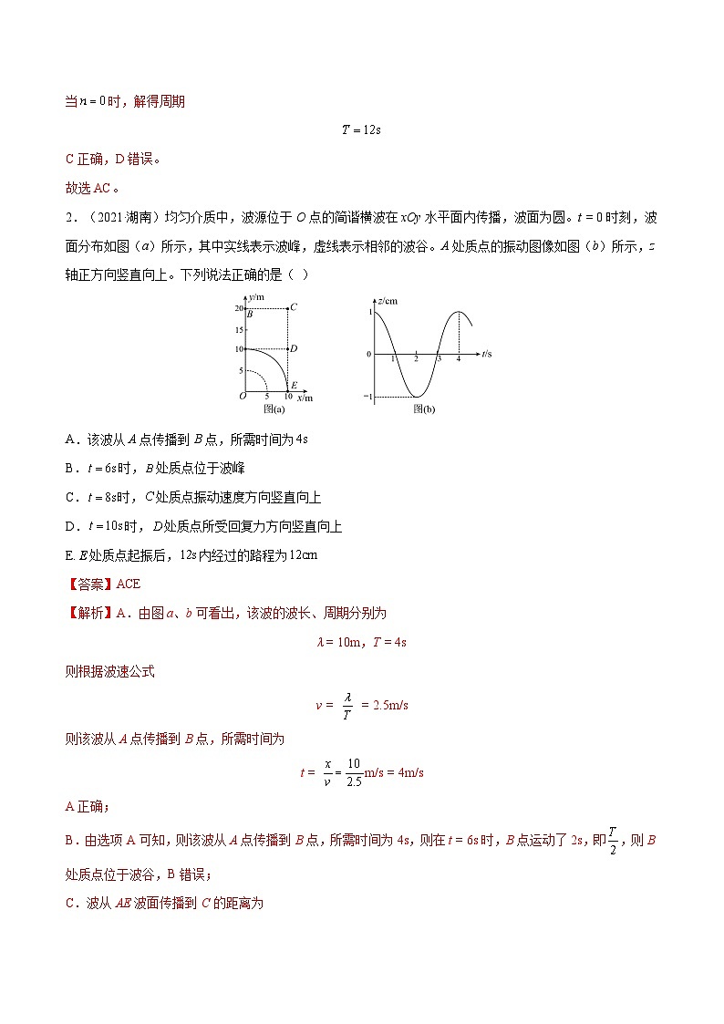 专题6 机械振动与机械波-2022年高考物理一轮复习真题考点分类训练（解析版）第2页
