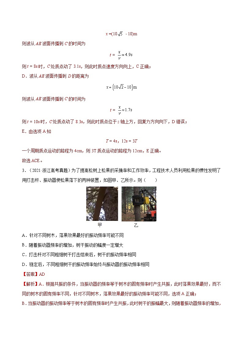 专题6 机械振动与机械波-2022年高考物理一轮复习真题考点分类训练（解析版）第3页