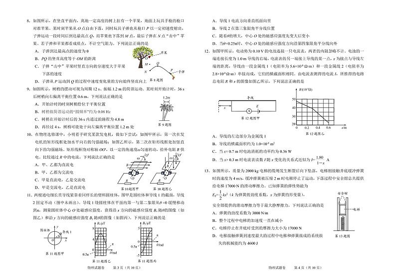 2023届浙江省绍兴市高三下学期适应性考试（二模）物理第2页