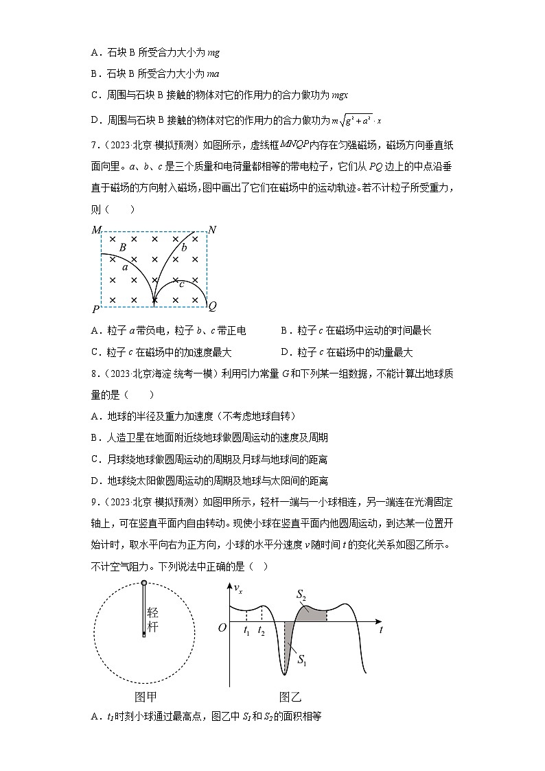 2023届北京市高考物理模拟试题知识点分类训练：力学选择题403