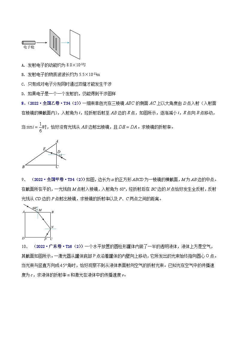专题14 光学——【全国通用】2020-2022三年高考物理真题分类汇编（原卷版+解析版）03