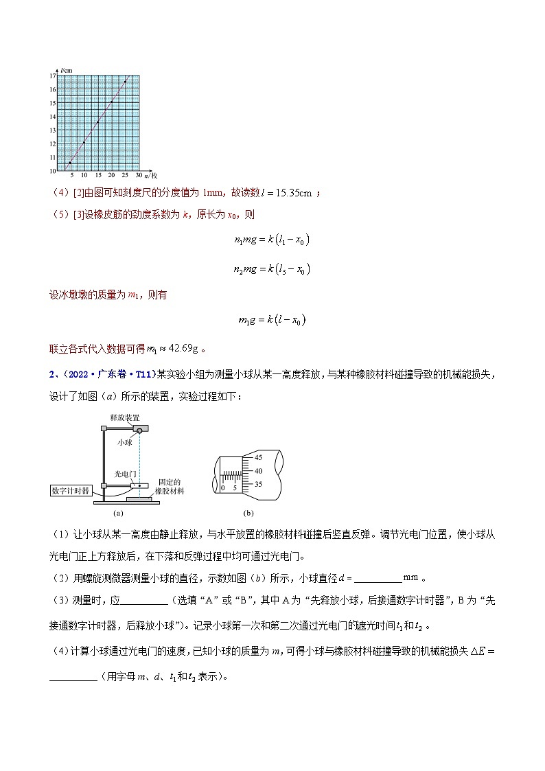 专题16 实验（2）力学实验 ——【全国通用】2020-2022三年高考物理真题分类汇编（原卷版+解析版）02